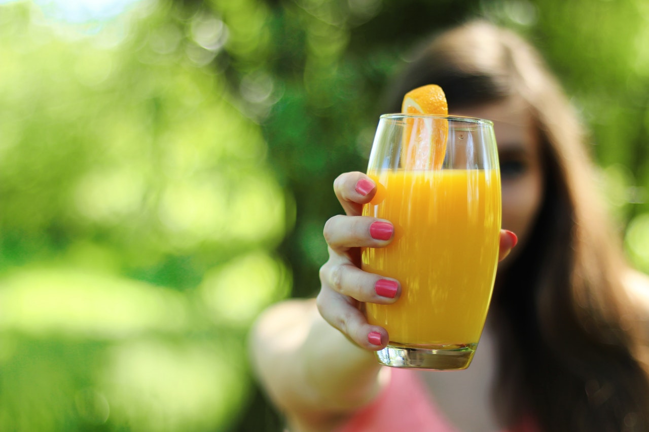 girl morning breakfast orange juice
